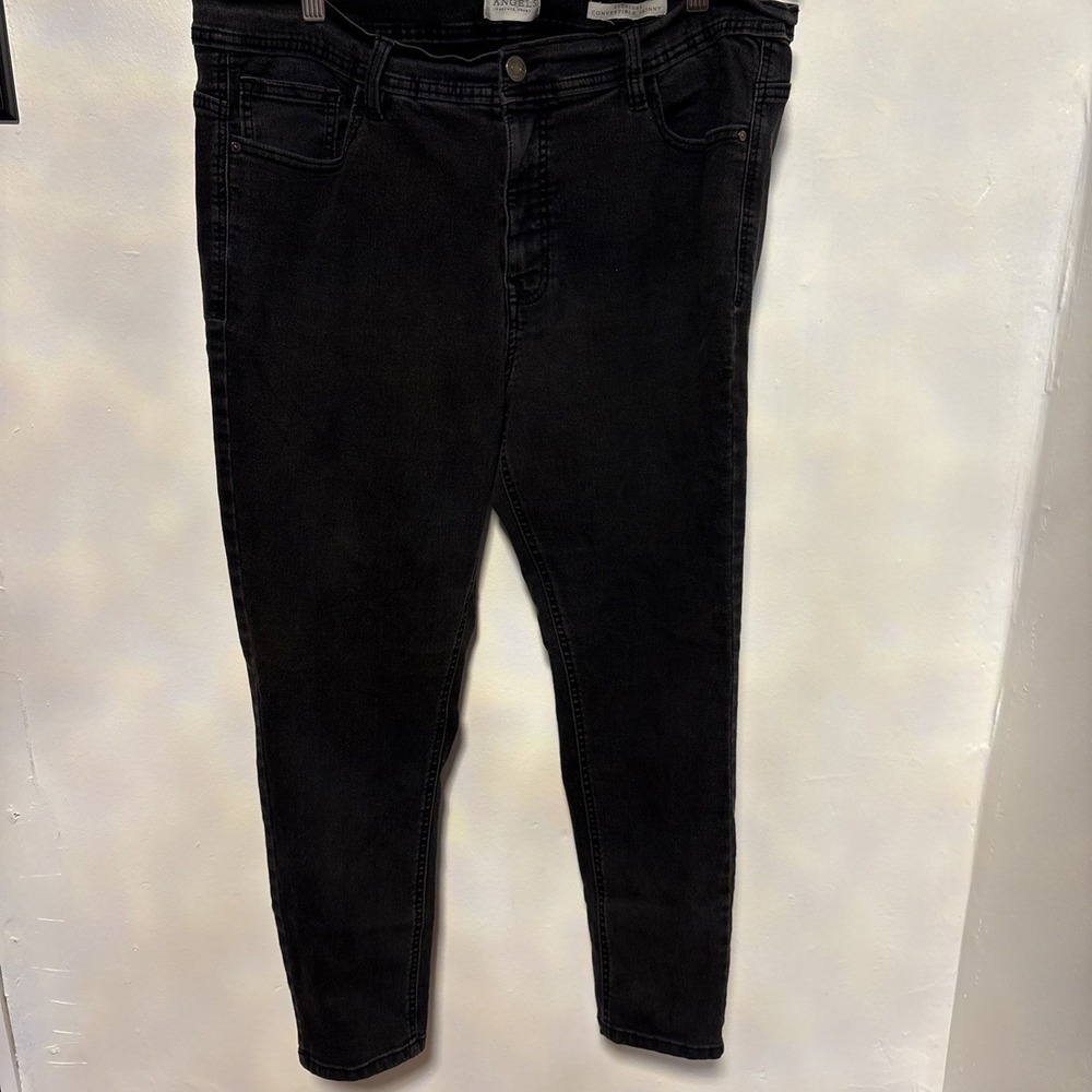 Angels Forever Young Jeans Women 18 Curvy Skinny Black Stretch Denim Mid Rise